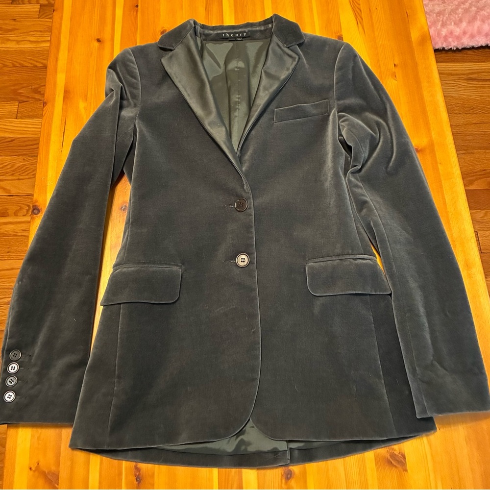 Theory Gray Velvet Blazer